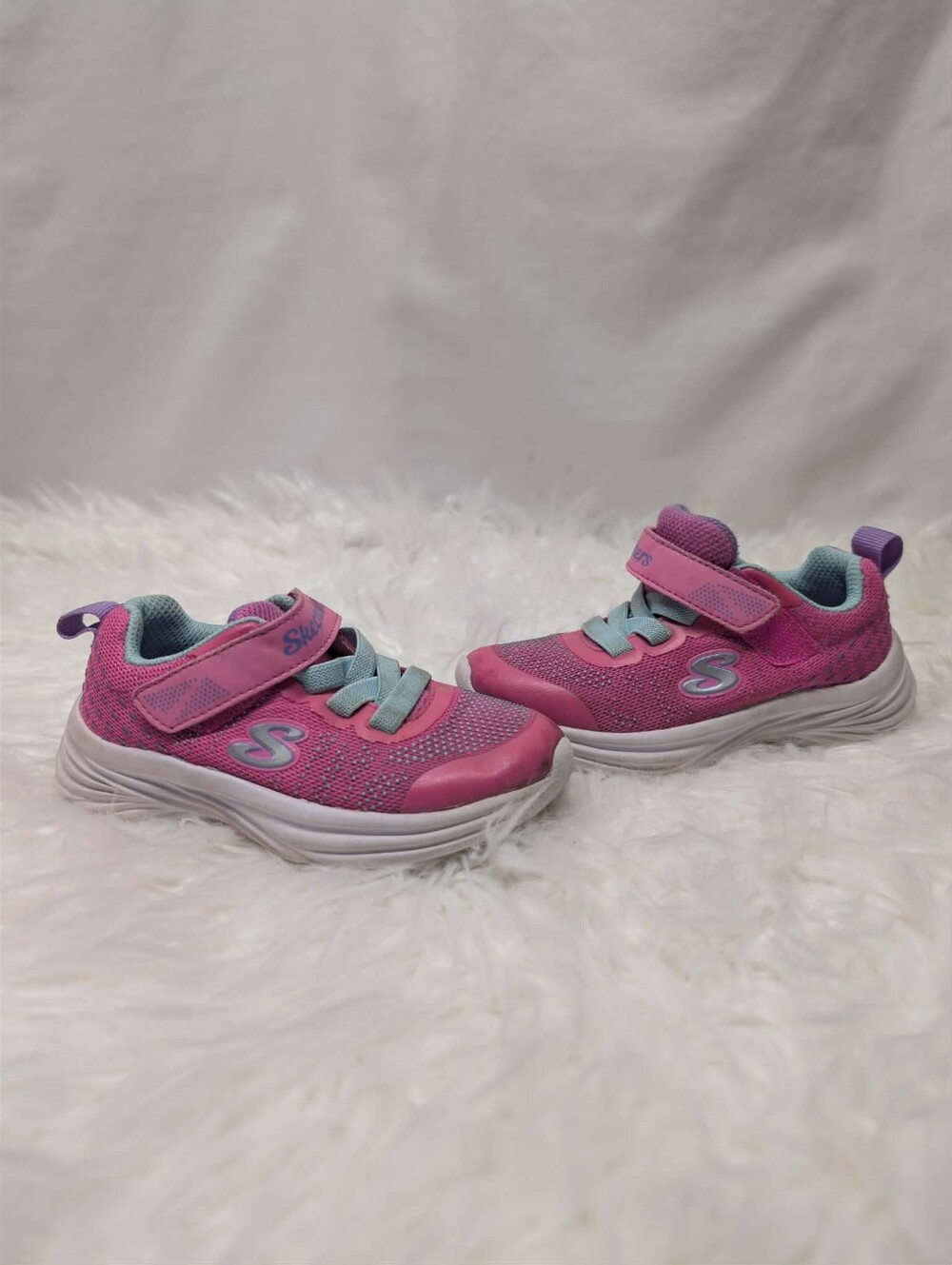 Skechers Kids Pink and Light Blue Slip-On Hook-and-Loop Sneakers